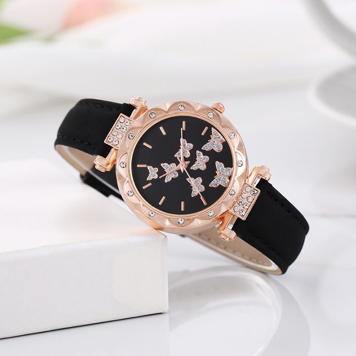 Butterfly Watches Luxury Brand Leather Quartz Women's Watch Ladies Fashion Watch Women Wristwatch Clock For Valentines Gift Favorite Women Giftes