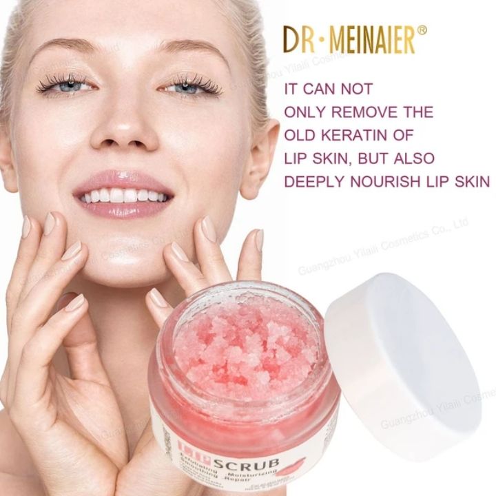 Dr. Meinaier Sugar Lip Scrub Ultra Hydrating Exfoliating Dry Chapped Lips Scrubber Lip Moisturizer - Grape Rose Blueberry Turmeric Coconut Coffee Cherry Lemon Honey Green Tea Flavors