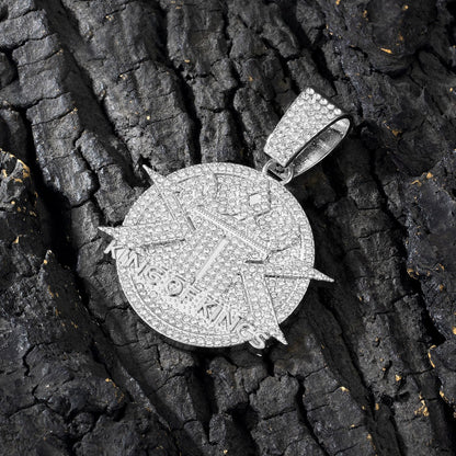 iced men pendant necklace for man hip hop iced pendant necklace with cuban chain for men/women hip hop fashion jewelry accessory gift for him/her party show costume jewelry