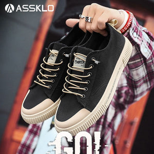 ASSKLO Premium shoes Men shoes canvas shoes breathable men's shoes trendy shoes shoes versatile trendy board shoes casual shoes Black