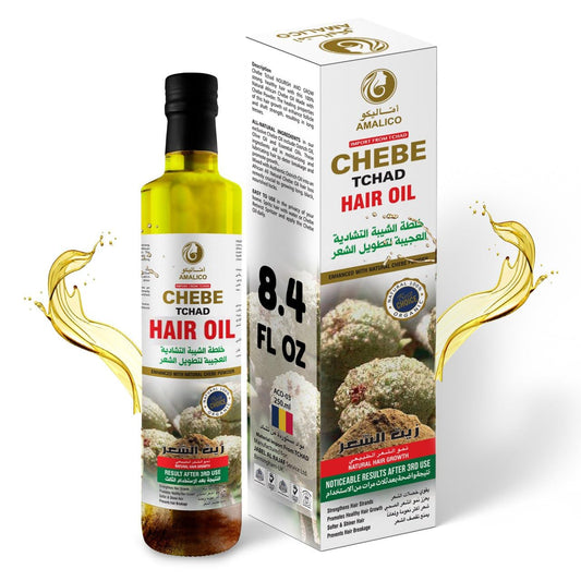 Amalico Chebe Oil for Hair Growth - Olive Oil, Ostrich Oil, Essential Oil, 100% Natural African Chebe Powder for Hair Growth - Ready to Use, Large Volume 250ml 25oml