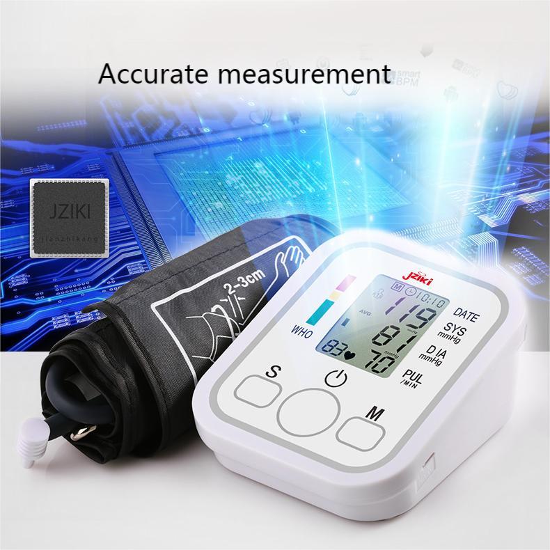 Jziki Upper Arm Blood Pressure Monitor Digital Electronic Sphygmomanomet Automatic BP Machine Heart Rate Pulse Monitor Tensiometers Meter Long Cuff Adult