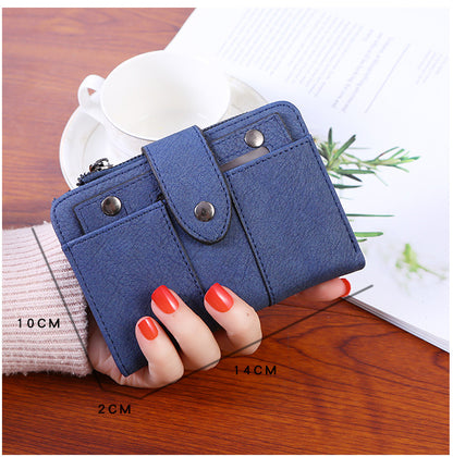 Women's stylish, frosted, flip-top, high-quality classic purse wallets is compact, delicate and practical
