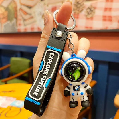Travelling To The Stars Astronaut Keychain Key Ring Creative Car Key Chain Pendant Hand Strap Cartoon Gift Doll Charm Bag Charms Creative Gifts
