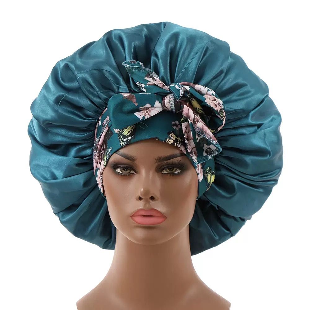 Satin Headscarf Hat Sleeping Bonnet Curly Hair Wrap Silk Cap Fashion Wide Soft Elastic Springy Band Head Scarf Headwear Pure Color Night Sleep Hat Nightcap Head Cover