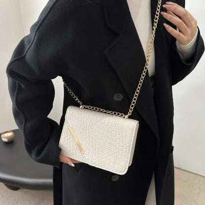 Mateamoda Luxury-Inspired Quilted Sling Bag with Gold Chain Accent Crossbody Bag