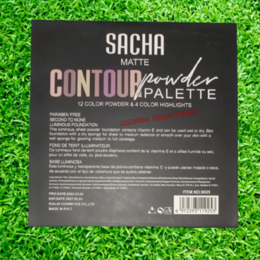 Sacha 16 Matte Contour Powder Palette- 12 Color Powder, 4 Color Highlighters
