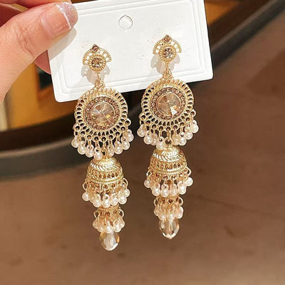 Vintage high-end silver needle women's diamond inlaid flower earrings with exaggerated European and American temperament earrings, light luxury niche accessories
