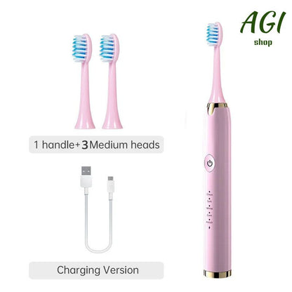 Oral Cleaning Powered Toothbrushes, Super Sonic Electric Toothbrushes With 3 Brush Heads Smart Timer Whitening IPX7 Smart Wireless Rechargeable Automatic Ultrasonic Electric Toothbrush Health care