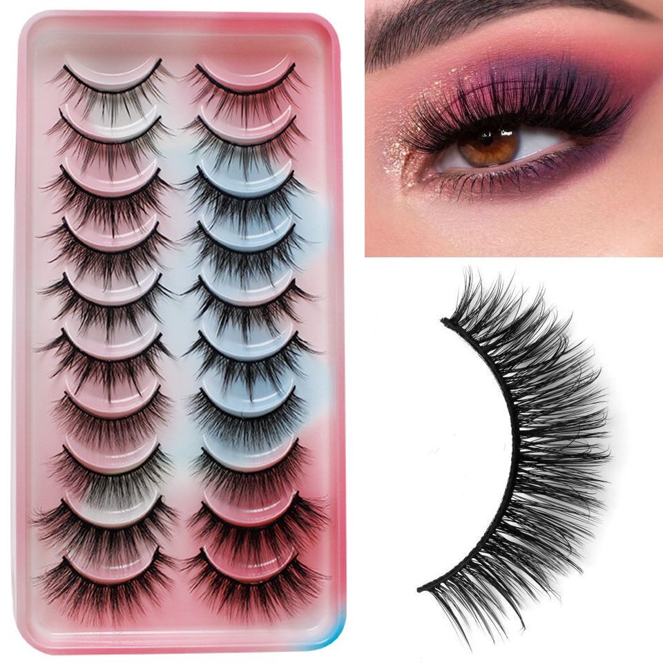 10 Pairs Set False Eyelashes Thick Fluffy Cosplay Lashes Mixed Pack Fake Eyelashes Natural Long Eyelash Extension Makeup Lashes