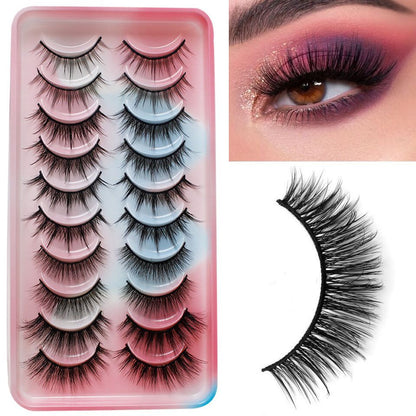 10 Pairs Set False Eyelashes Thick Fluffy Cosplay Lashes Mixed Pack Fake Eyelashes Natural Long Eyelash Extension Makeup Lashes