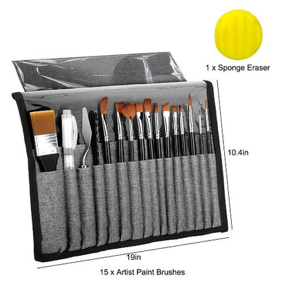 Paint Brushes Set, LEDream 18pcs Wooden Handles Artist Brushes with Art Brush Case for Oil Painting