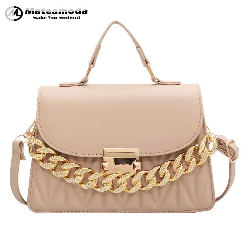 Mateamoda Chic Metallic Buckle Sling Bag with Elegant Chain Accent Crossbody Bag