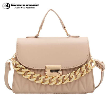 Mateamoda Chic Metallic Buckle Sling Bag with Elegant Chain Accent Crossbody Bag