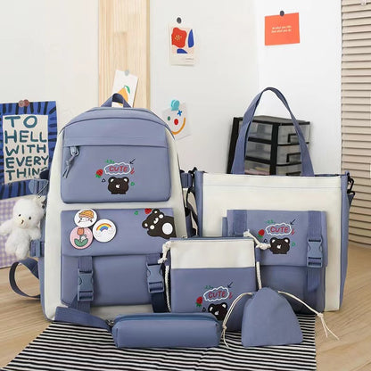 New Arrival 5pcs/SET Hot Backpacks Fast delivery Fashion bookbags women's boy girl school bags sets monkey ladies travel bags CaseTek brand shoulder bags