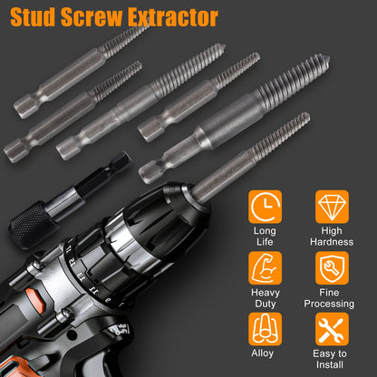 12Pcs Stud Screw Extractor Remover 1/4 Inch Hex Shank Damaged Bolt Easy Out Sets