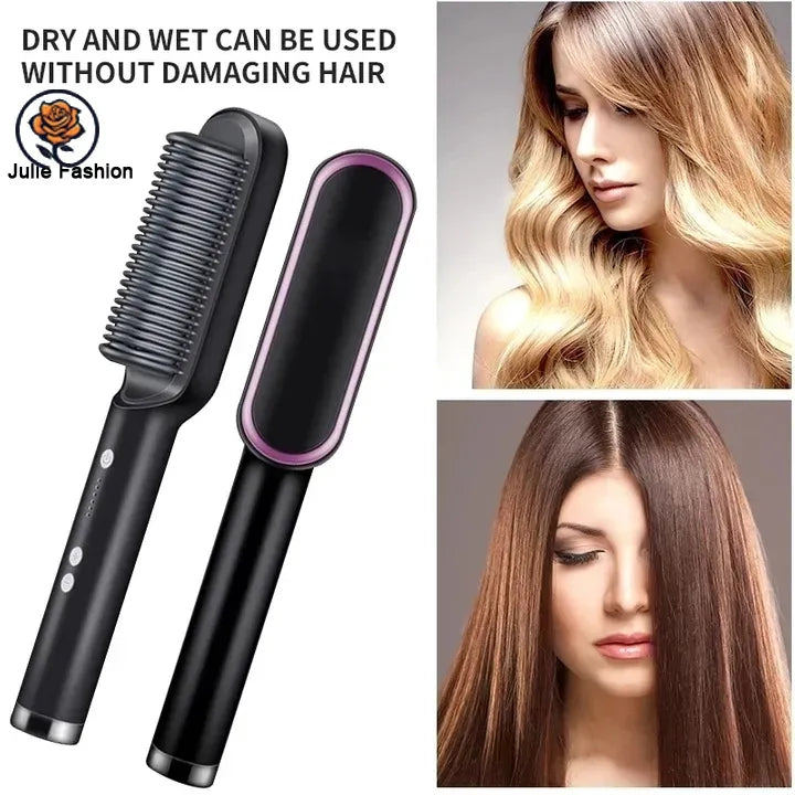 2 In 1 Electric Splint Hair Straightener 2024 Hot Comb Brush Hair Styling Straight Curling Dual-Use Bangs Curling Rod