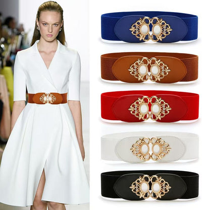 Women's Elastic Lady's Belf Women's Elastic Belt Fashion Elastic Wide Waist Seal New Casual Dress Versatile Decoration Trouser Belt