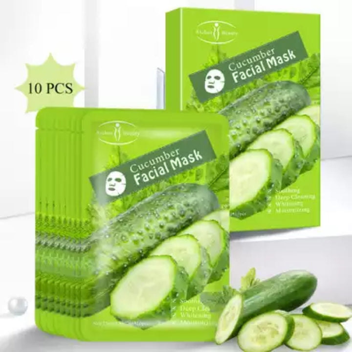 10Pcs Aichun Beauty Cucumber Facial Mask Sheet Soothing Cleaning Deep Face Mask Skin Care