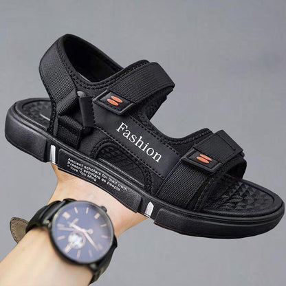 ASSKLO Large Size Men's sandals New fashion summer men's wear-resistant non-slip anti-odor driving shoes can soak couple beach shoes open shoes Black Grey shoes