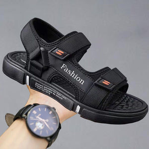 ASSKLO Large Size Men's sandals New fashion summer men's wear-resistant non-slip anti-odor driving shoes can soak couple beach shoes open shoes Black Grey shoes
