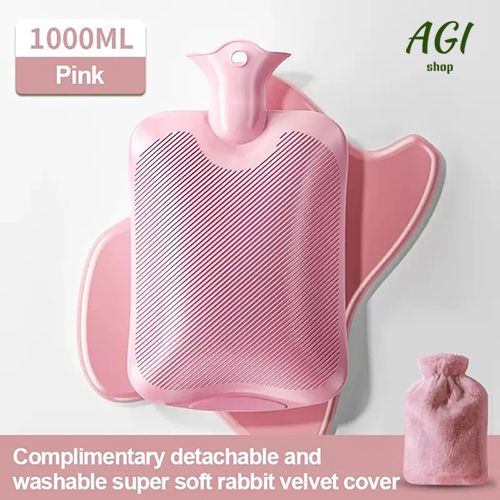 New Arrivals Hot Water Bag With Cloth Cover, 1000ml Water-Filled Hot Water Bottle, Hand and Foot Warmer for Girls,Cute Plush Cloth Cover As Gift Women Lady Student