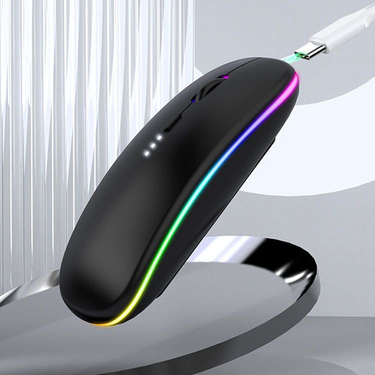 UPHUI Color Light Display Battery Rechargeable Mouse Silent Mouse Business Office Mouse Silver Dual Mode Bluetooth Mouse Portable Business Mouse