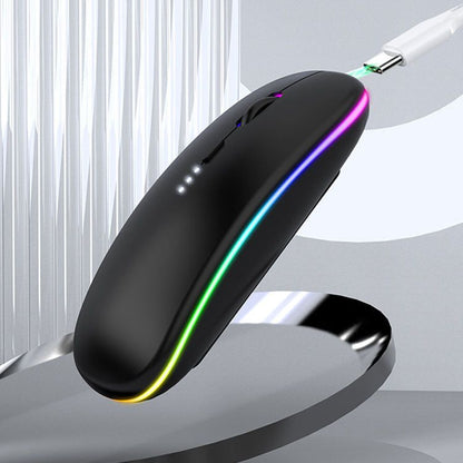 UPHUI Color Light Display Battery Rechargeable Mouse Silent Mouse Business Office Mouse Silver Dual Mode Bluetooth Mouse Portable Business Mouse