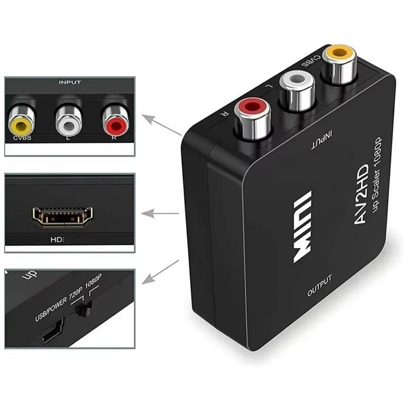 AV to HDMI-compatible Converter AV/CVSB L/R Video Box HD 1080P 1920*1080 Support NTSC PAL Output AV To HDMI-compatible