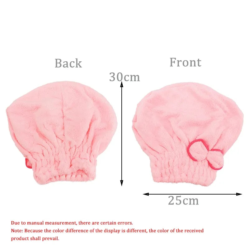 Shower Cap Women Hair Cap Microfibre Quick Hair Drying Bath Spa Bowknot Cap Wrap Towel Hat For Bath Bathroom Accessories