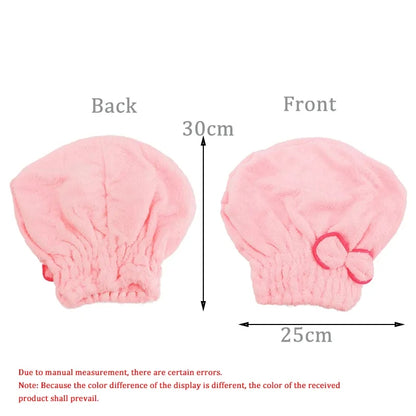 Shower Cap Women Hair Cap Microfibre Quick Hair Drying Bath Spa Bowknot Cap Wrap Towel Hat For Bath Bathroom Accessories