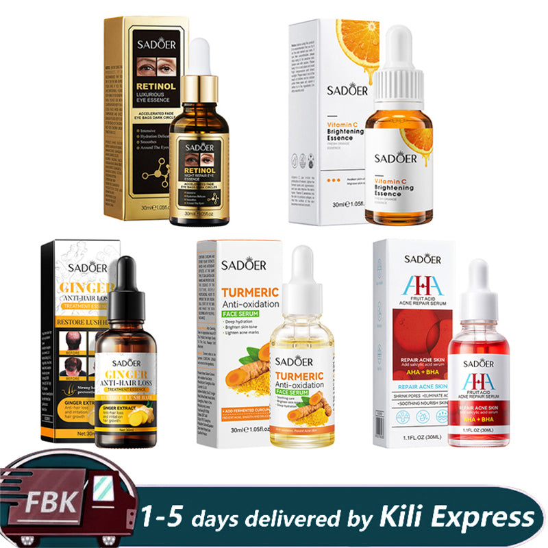 5 in 1 Face Serums Combo, Vitamin C Face Brightening Serum + Tumeric Face Serum + Retinol Eye Essence + Acne Repair Serum + Anti-Hairloss Treatment Essence, Fade Dark Spots, An 5 Serums Combo
