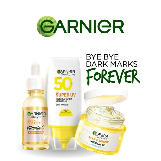【Discounted】Garnier Even & Matte Super Day Routine Kit: Super Uv SPF 50 Sunscreen + Water Gel Glow Moisturizer + Day Serum 15ml