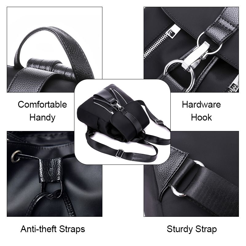 New Arrival Ladies Backpack Bags Women Black Rucksack Black Bag School Bag - Black