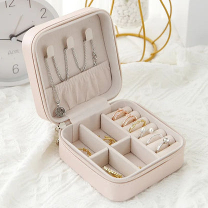 Mini Jewelry Storage Box Portable Home Travel Earrings Necklace Storage Case for Women Ring Organizer PU Leather Display Case