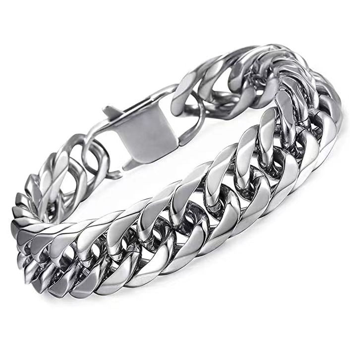 Men hand/wrist chain bracelet jewelry stainless steel cuban chain hand bracelet wrist bracelet jewelry hip hop rapper jewelry accessories