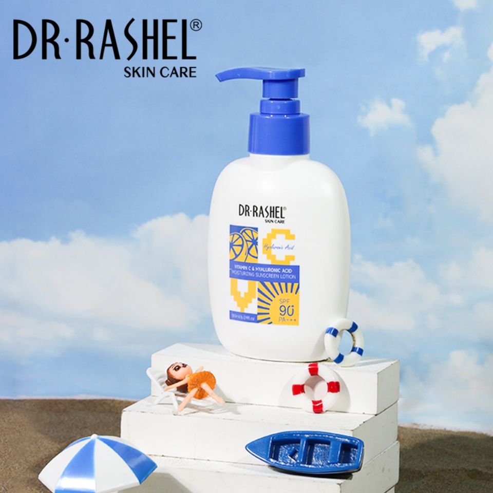 DR Rashel Vitamin C & Hyaluronic Acid Moisturizing Sunscreen Lotion SPF 90+ PA+++ High Sun Protection Cream Lotion Sunblock