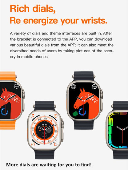 RichRipple U9 Ultra Smart Watch Strap 49mm 2.01 Inch Full Touch Screen Sports Fitness Watch IP68 Waterproof Bluetooth Smart Watch