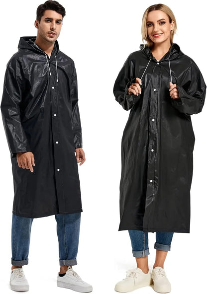 Disposable Adults Reusable Raincoats,Waterproof Rain Ponchos,Adults-Reusable Emergency Raincoats with Hoodand Drawstring