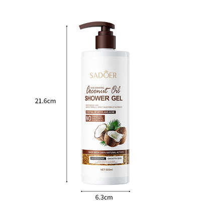 SADOER 500ml Coconut Body Wash Amino Acid Clean gently Nourishing skin Moisturizing Fragrance Shower Gel remove dirt Remove mites Moisturize the cuticle grease control
