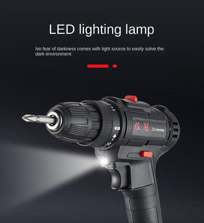 Electric Cordless Drill, 21V Impact Drill Driver Set 28pcs Accessories for Drilling Wood, Metal, Ceramics, Plastic EU plug