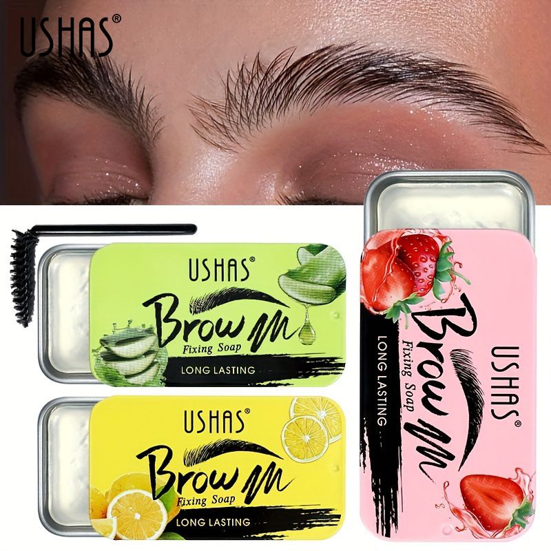 Ushas Eyebrow Soap, Strawberry / Lemon / Aloe Vera Flavors Feather Brows Wild Brow Styling Makeup Styling Wax solid gel Long Lasting soap