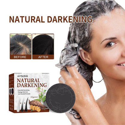 Gray White Hair Shampoo Soap Bar Polygonum Organic Darkening Color Dye Treatments Dandruff Removal Anti Gray Hair Shampoo Bar