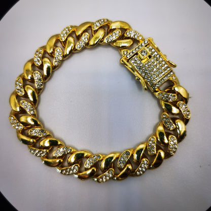 Men/women bracelet bangles jewelry iced miami cuban chain hand bracelet jewelry accessories for men/women hip hop rapper jewelry