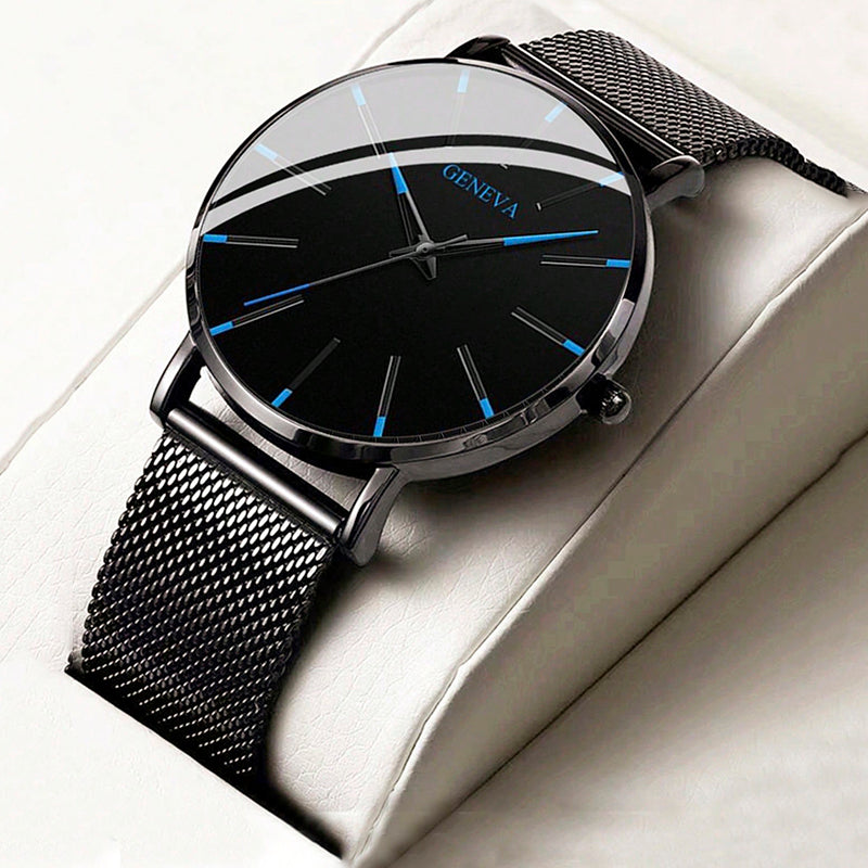 Classic Men's Watch Fashion Watches Men Business Watches High Quality Lover Gift Stainless Steel Mesh Belt Watch For Valentines Gift Fashion Accessories