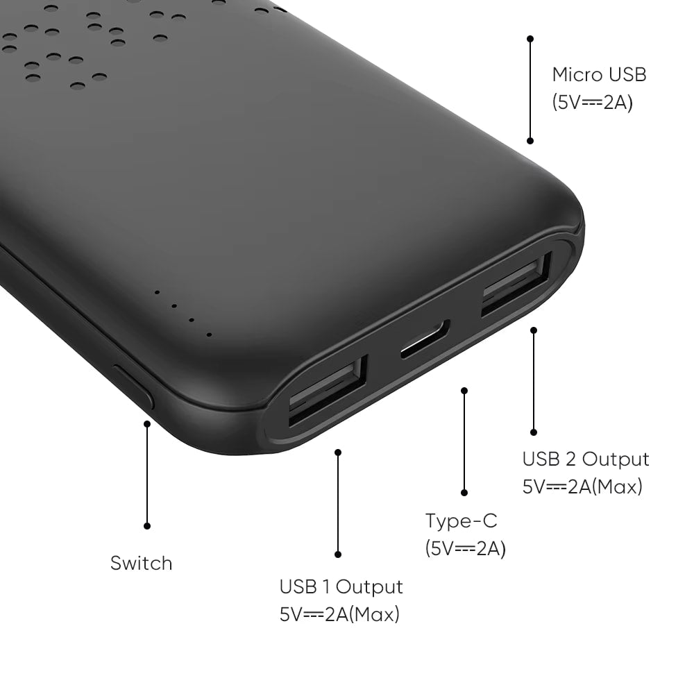 RichRipple 2A Fast Charge Power Banks 10000mAh iPhone&Android Power Bank Universal Portable Mobile Power With Dual USB LED Lamp powerbank