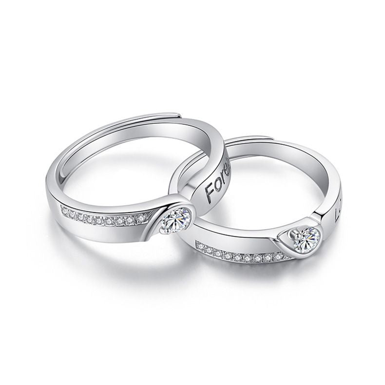Rings 2PCS Couple rings set for men and women ladies adjustable rings jewelry rings wedding in jewellery adjustable rings Diamond style Fashionable exquisite