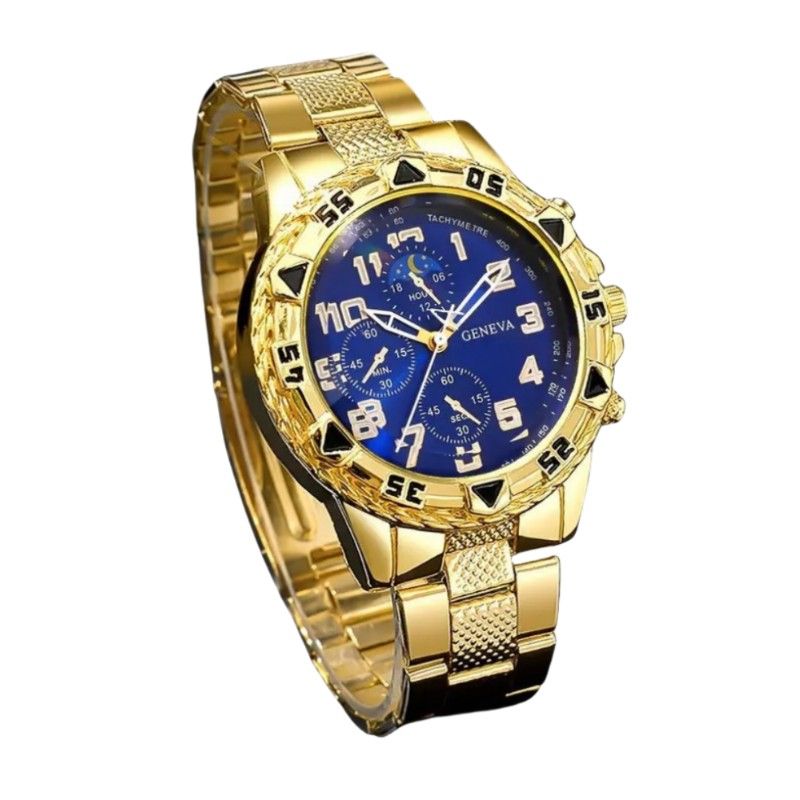 4Pcs/Set Fashion Watch Bracelet Necklace Ring Set Men Watches Men's Watches Quartz Business Watches Male Wrist Watch Men Light Luxury Business Watches Jewelry