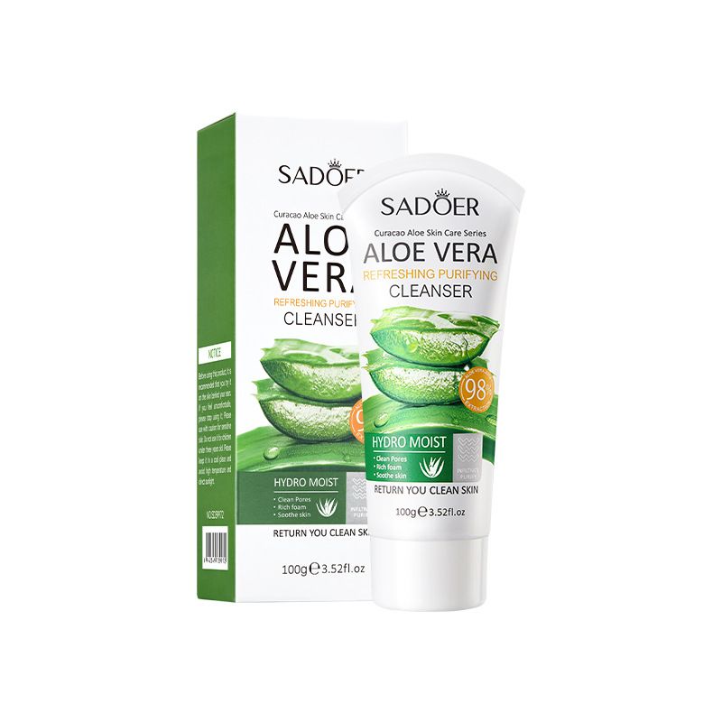 Sadoer 2 In 1 Aloe Vera Set Sadoer Skin Care Set Aloe Vera Face Cleanser + Face Serum Hydrating Moisturizing Essence Lighten Dark Spots Set