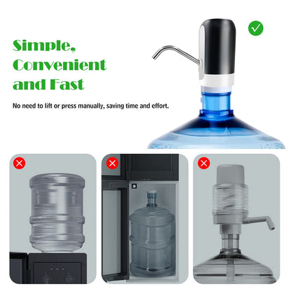 UPHUI Water Extractor Automatic Water Bottle Pump USB Rechargeable Electric Water Bottle Filler Dispenser Portable Universal Water Bottle Pump with Switch for Home Kitchen Office Camping